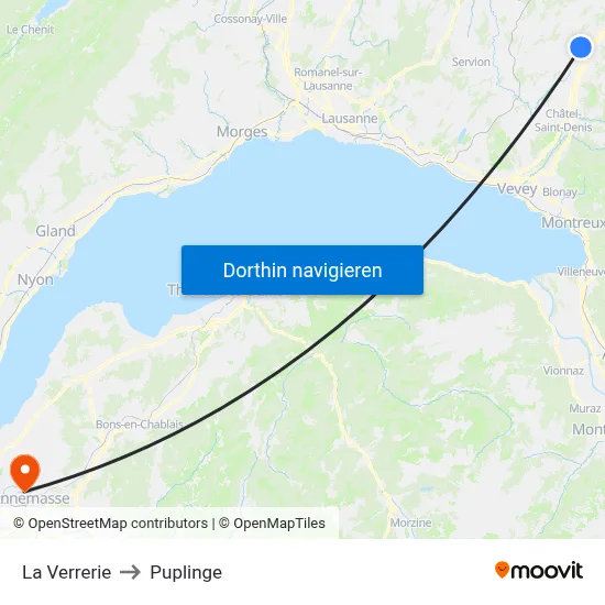 La Verrerie to Puplinge map