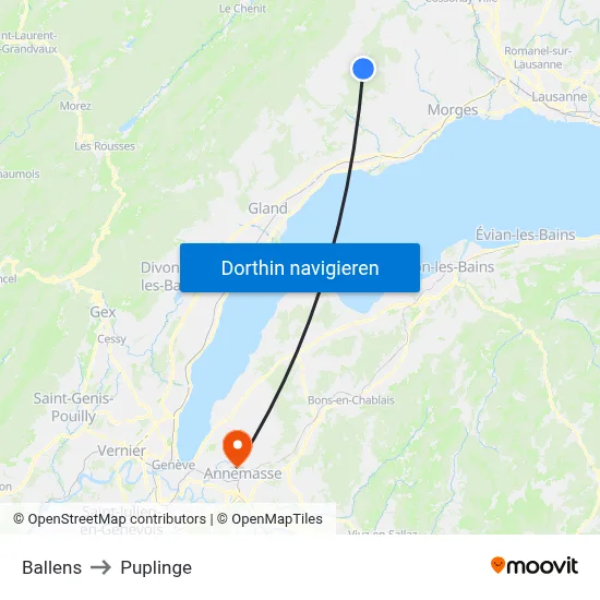 Ballens to Puplinge map
