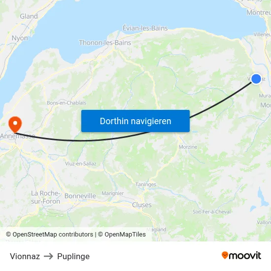 Vionnaz to Puplinge map