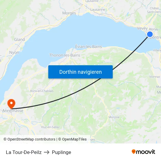 La Tour-De-Peilz to Puplinge map