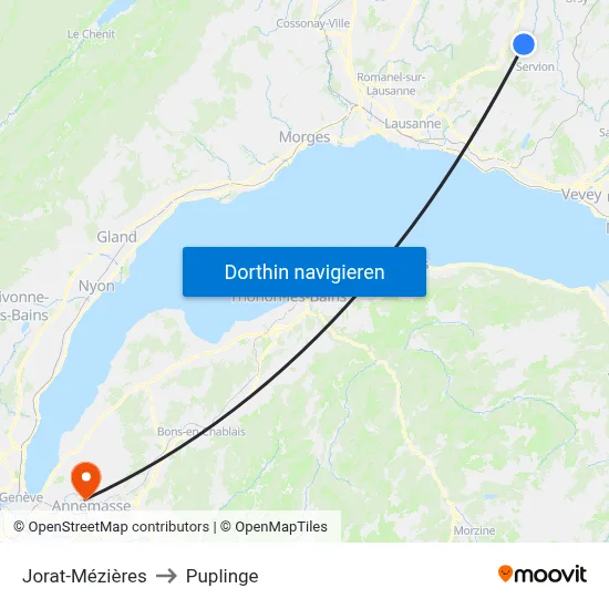 Jorat-Mézières to Puplinge map