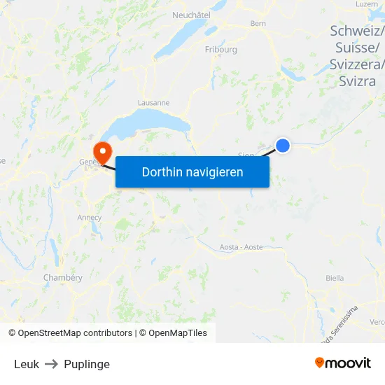 Leuk to Puplinge map