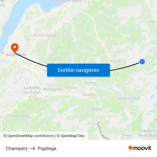 Champéry to Puplinge map