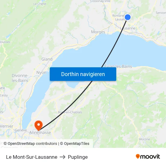 Le Mont-Sur-Lausanne to Puplinge map