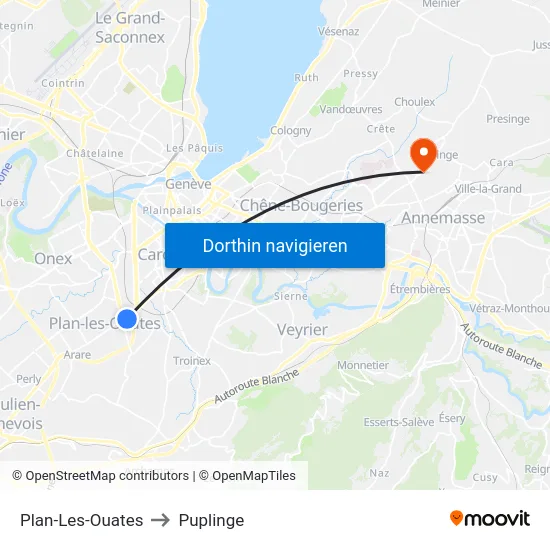 Plan-Les-Ouates to Puplinge map