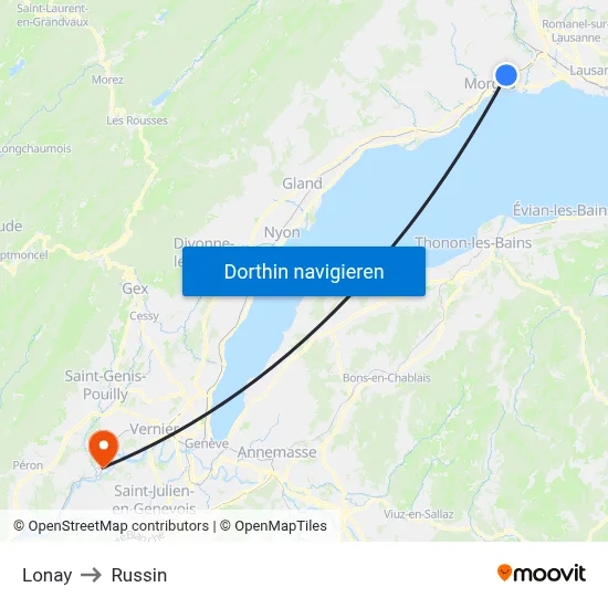 Lonay to Russin map