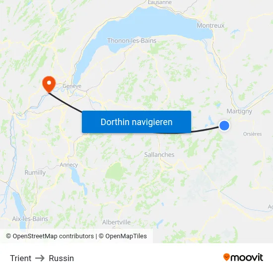 Trient to Russin map
