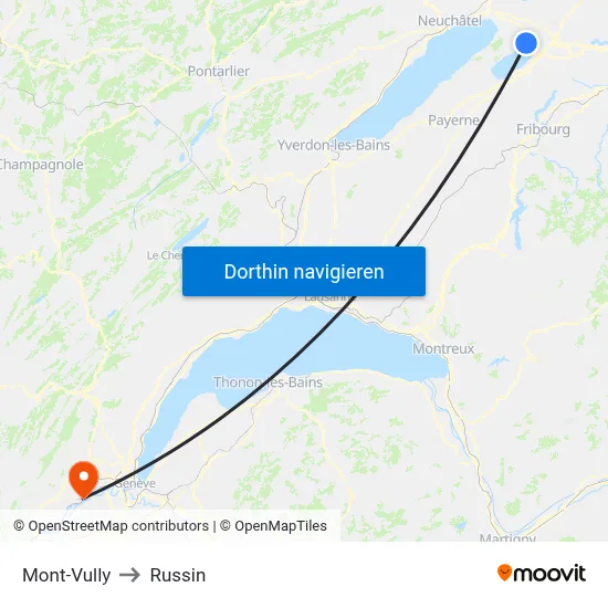 Mont-Vully to Russin map