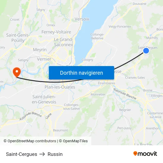 Saint-Cergues to Russin map