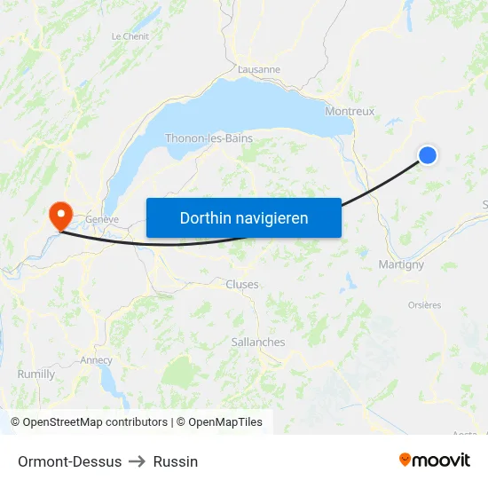 Ormont-Dessus to Russin map