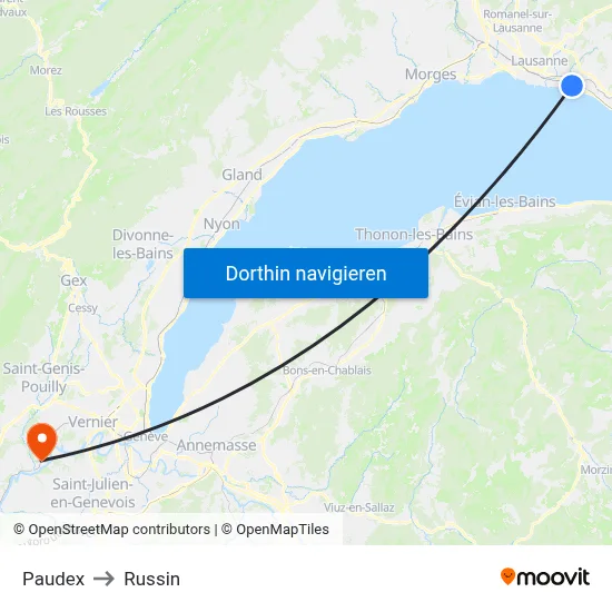 Paudex to Russin map