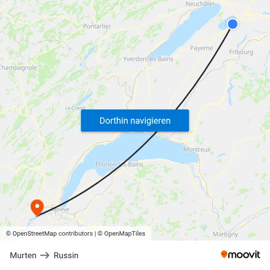 Murten to Russin map