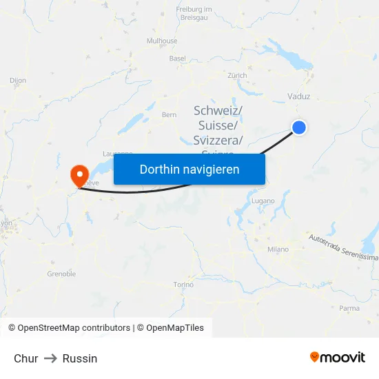 Chur to Russin map