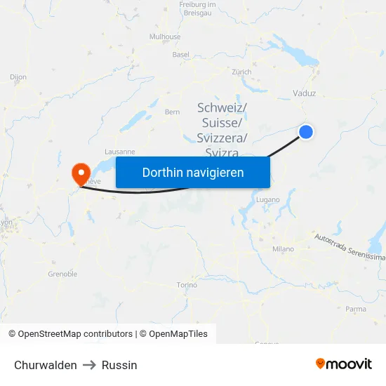 Churwalden to Russin map