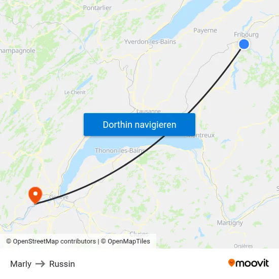Marly to Russin map