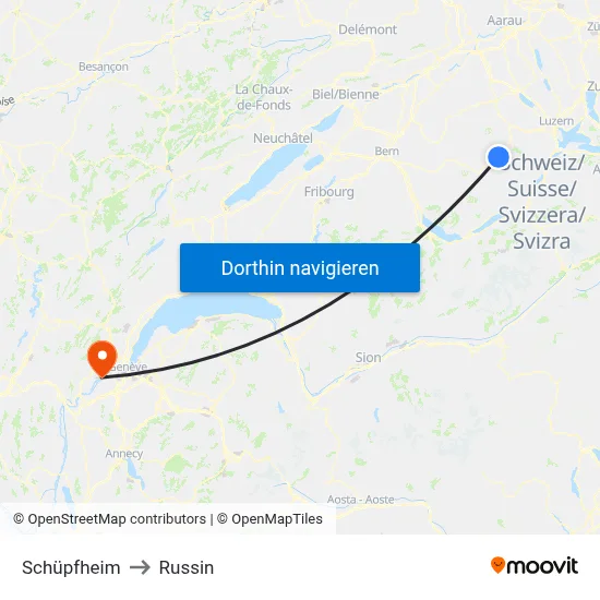 Schüpfheim to Russin map