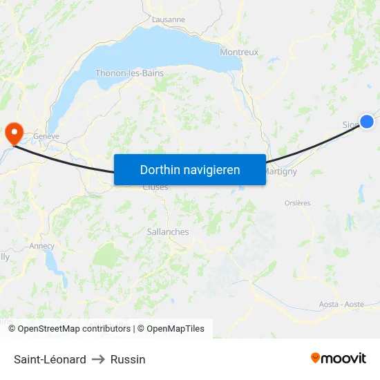 Saint-Léonard to Russin map