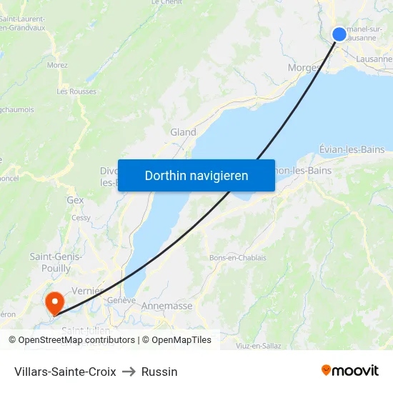 Villars-Sainte-Croix to Russin map