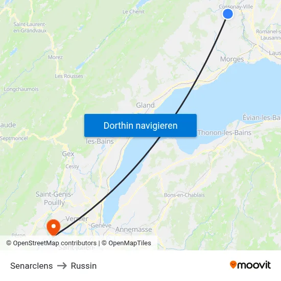 Senarclens to Russin map