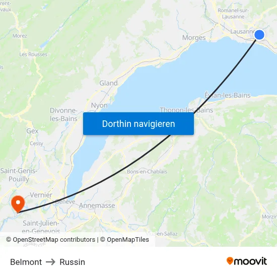Belmont to Russin map