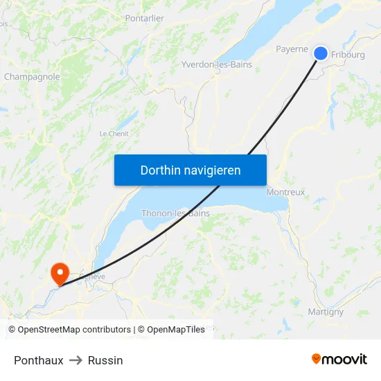Ponthaux to Russin map