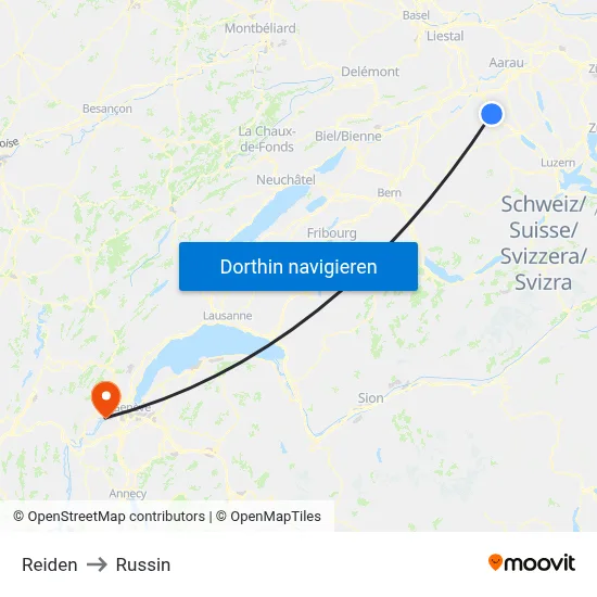 Reiden to Russin map