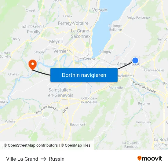 Ville-La-Grand to Russin map