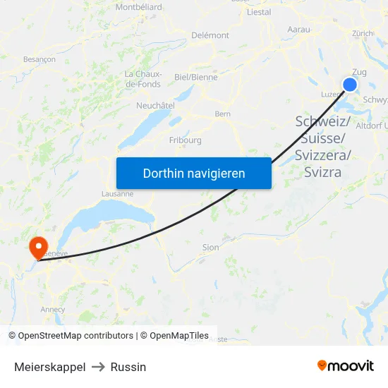 Meierskappel to Russin map