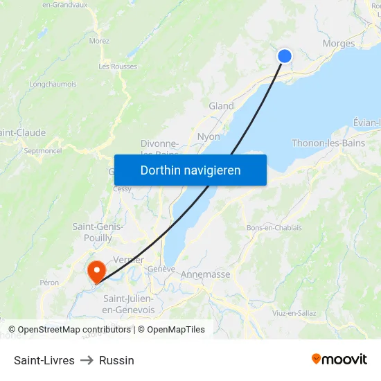 Saint-Livres to Russin map