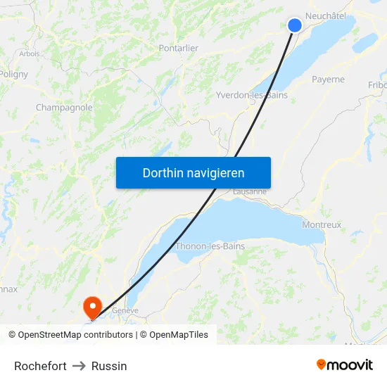 Rochefort to Russin map
