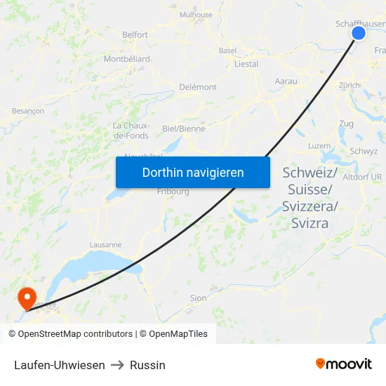 Laufen-Uhwiesen to Russin map