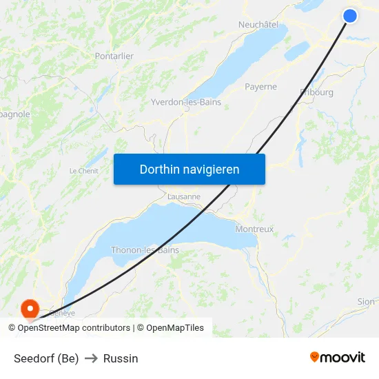 Seedorf (Be) to Russin map