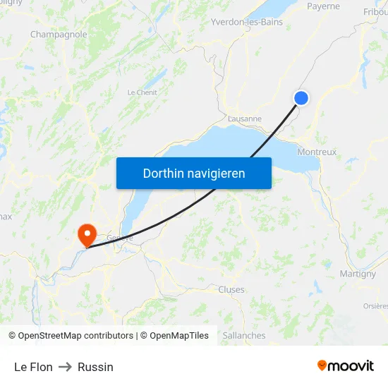 Le Flon to Russin map