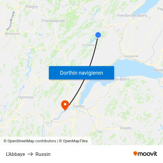 L'Abbaye to Russin map