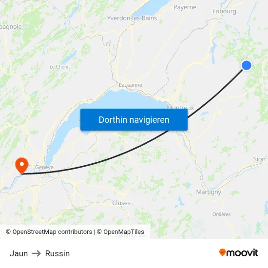 Jaun to Russin map