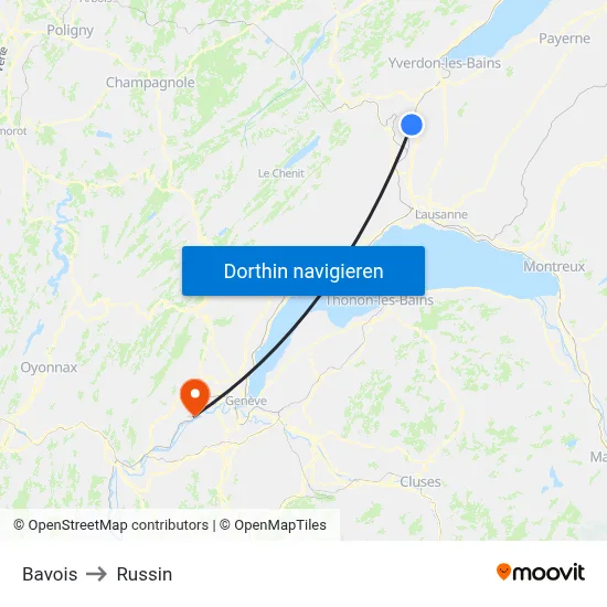 Bavois to Russin map