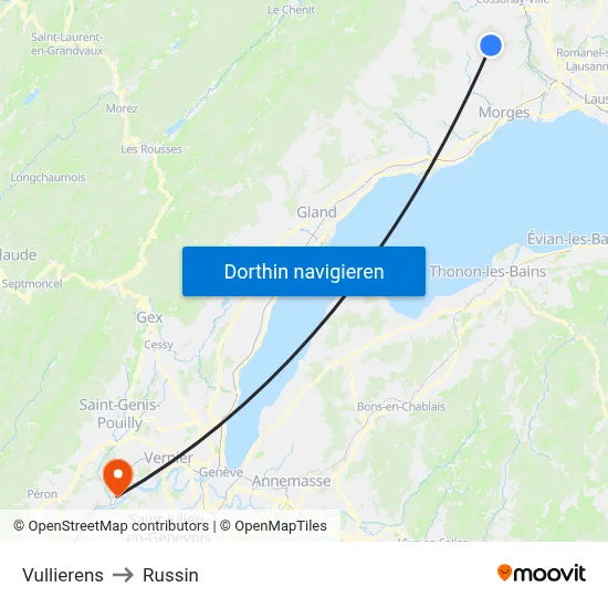 Vullierens to Russin map