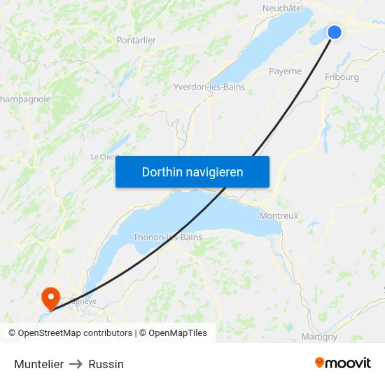 Muntelier to Russin map