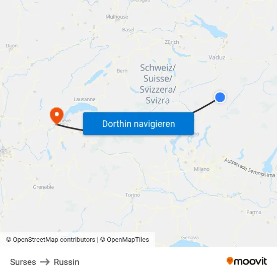 Surses to Russin map