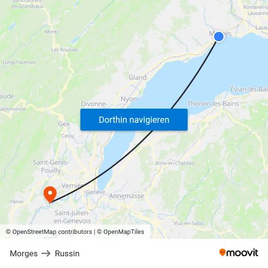 Morges to Russin map