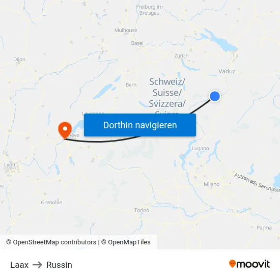Laax to Russin map