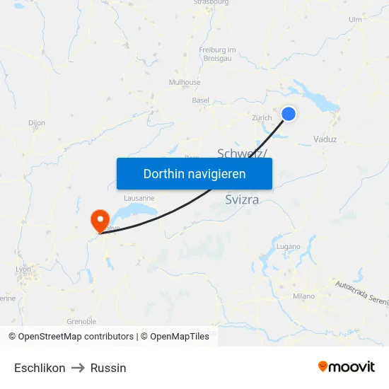Eschlikon to Russin map