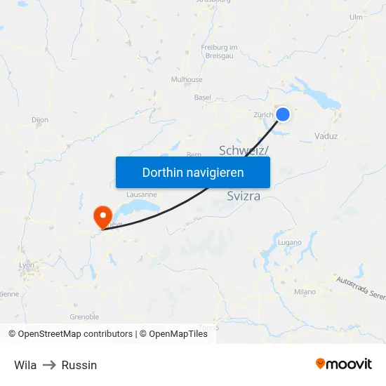 Wila to Russin map