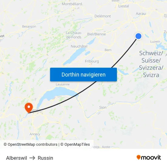Alberswil to Russin map