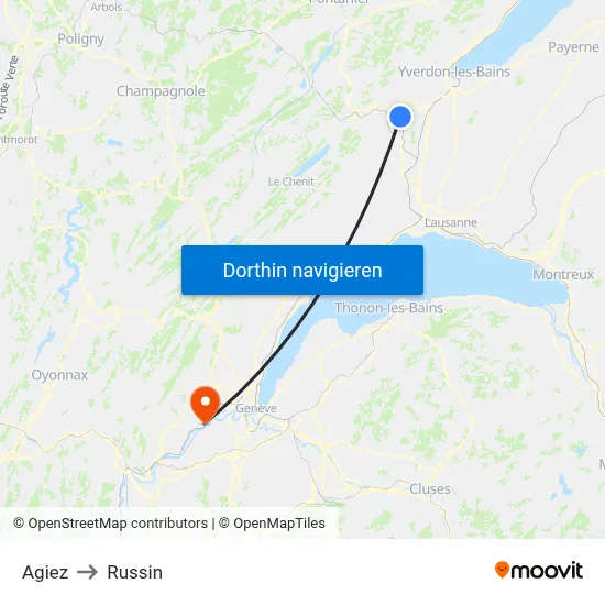 Agiez to Russin map