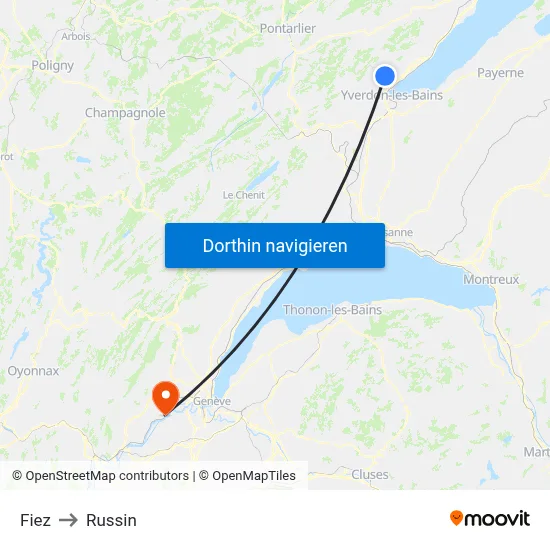 Fiez to Russin map