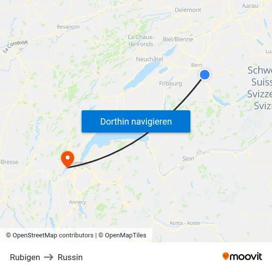 Rubigen to Russin map