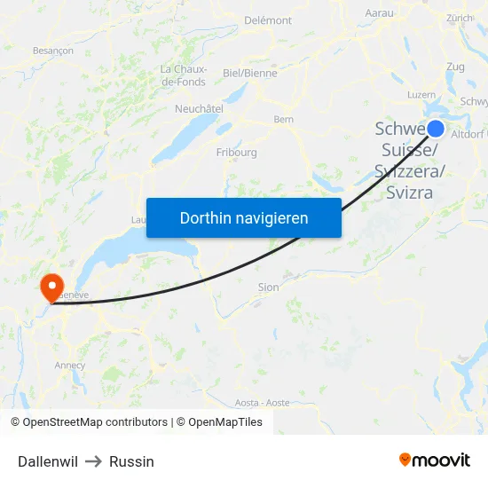 Dallenwil to Russin map