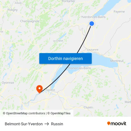 Belmont-Sur-Yverdon to Russin map