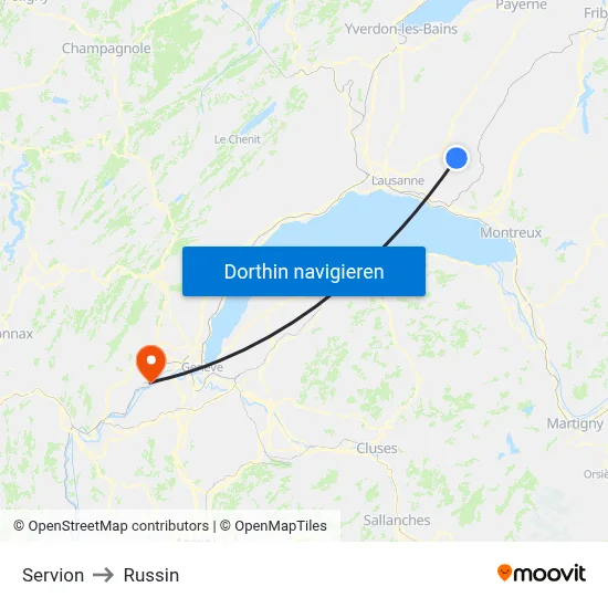 Servion to Russin map